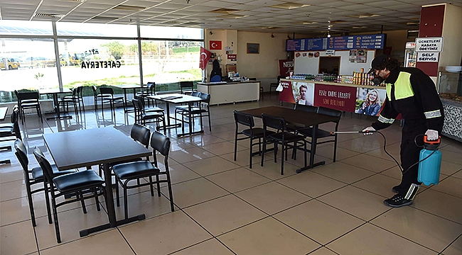 OTOBÜS TERMİNALİ DE DEZENFEKTE EDİLDİ