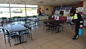 OTOBÜS TERMİNALİ DE DEZENFEKTE EDİLDİ