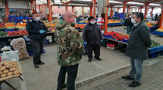 BAYRAMİÇ BELEDİYESİ'NDEN PAZARDA YOĞUN KORONA ÖNLEMLERİ