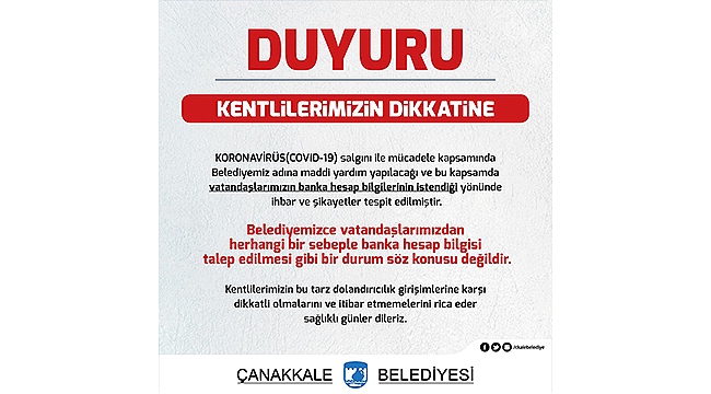 BELEDİYEDEN ÖNEMLİ DUYURU!