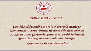 BİR KÖYÜMÜZDE KARANTİNA BU GECE SONA ERİYOR!