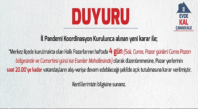ÇANAKKALE BELEDİYESİ'NDEN DUYURU!