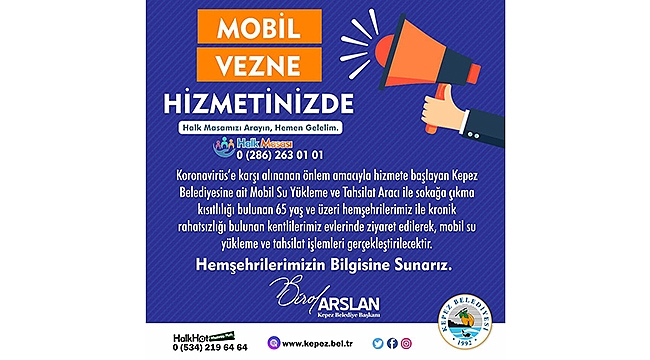 KEPEZ HALKINA HİZMET İÇİN MOBİL VEZNE YOLLARDA