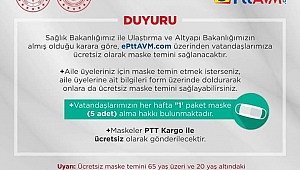 PTT ÜCRETSİZ MASKE DAĞITIMINA BAŞLADI!