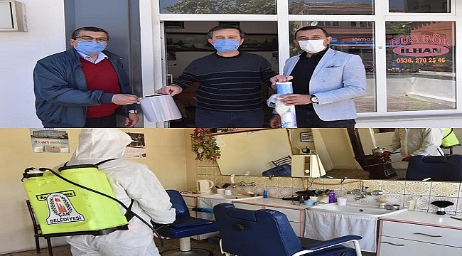 ÇAN BELEDİYE BAŞKANI BÜLENT ÖZ DEN KUAFÖR VE BERBERLERE DESTEK!!