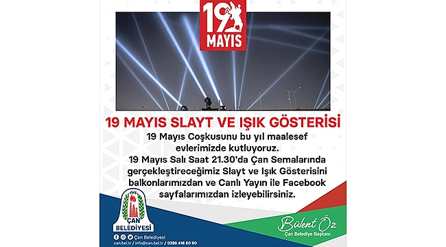 ÇAN'DA 19 MAYIS SLAYT VE IŞIK GÖSTERİSİ YAPILACAK