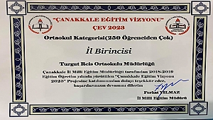 ÇANAKKALE EĞİTİM VİZYONU 2023 'DE TURGUT REİS ORTAOKULU DAMGASI