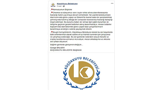 KÜÇÜKKUYU BELEDİYE PERSONELİNE KORONAVİRÜS BULAŞTI!