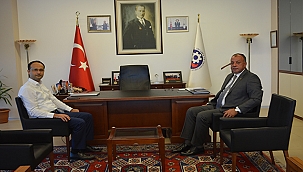 BAYRAMİÇ KAYMAKAMI SERCAN GÖKDEMİR'DEN ÇTSO YÖNETİM KURULU BAŞKANINA ZİYARET