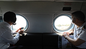 VALİ AKTAŞ, JANDARMA HELİKOPTERİ İLE HAVADAN TRAFİK DENETİMİNDE BULUNDU