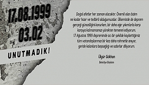 BAŞKAN GÖKHAN'IN 17 AĞUSTOS 1999 DEPREMİ ANMA MESAJI