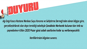 DİKKAT PAZAR GÜNÜ SU KESİNTİSİ VAR!