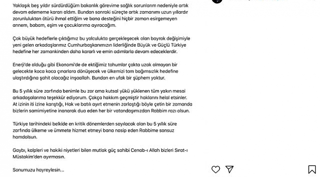 HAZİNE VE MALİYE BAKANI BERAT ALBAYRAK İSTİFA ETTİ! 