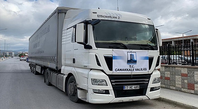 YARDIM TIRI ÇANAKKALE'DEN İZMİR'E GÖNDERİLDİ