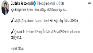 BAKAN PAKDEMİRLİ'DEN ÇANAKKALE'YE JEOTERMAL ENERJİ İLE ISITMALI SERA OSB MÜJDESİ