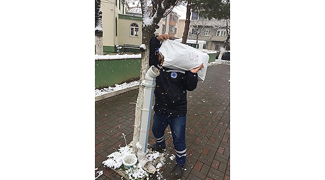 BİGA BELEDİYESİ SOĞUK HAVALARDA SOKAK HAYVANLARINI UNUTMADI