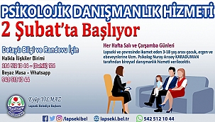 LAPSEKİ BELEDİYESİ PSİKOLOJİK DANIŞMANLIK HİZMETİ BAŞLIYOR