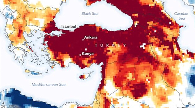NASA, TÜRKİYE'DEKİ KURAKLIKLA İLGİLİ HARİTA YAYINLADI!