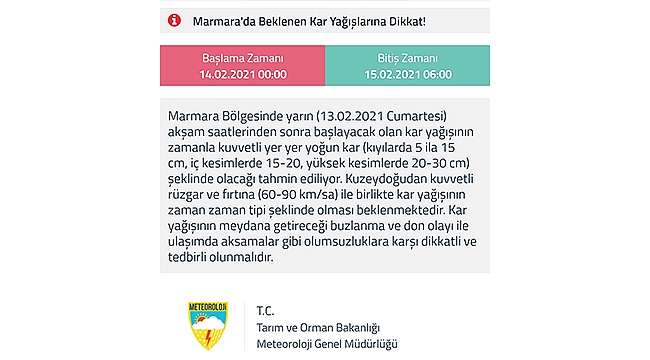 BEKLENEN KAR YAĞIŞLARINA DİKKAT!