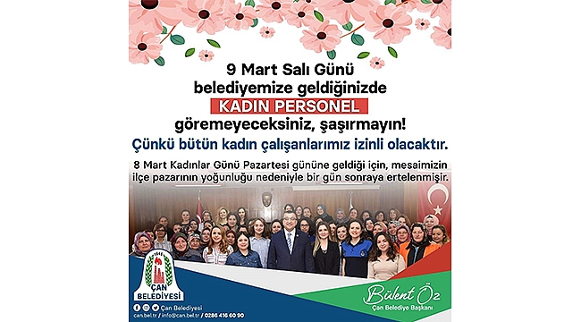 BAŞKAN ÖZ'DEN KADIN PERSONELE İZİN SÜRPRİZİ
