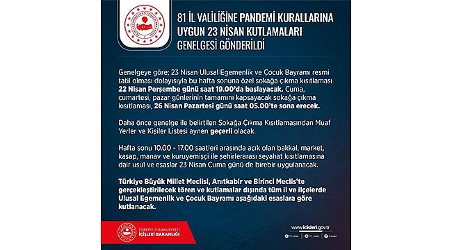 23 NİSAN TÖRENİ İLE İLGİLİ GENELGE YAYINLANDI!