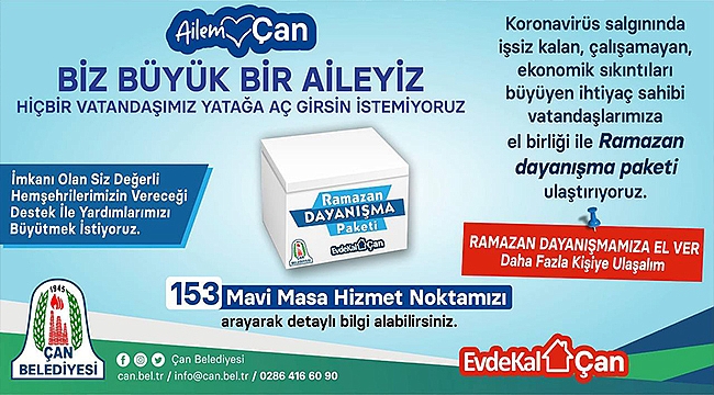 ÇAN BELEDİYESİ'NDEN HAYIRSEVERLERE RAMAZAN KOLİSİ ÇAĞRISI