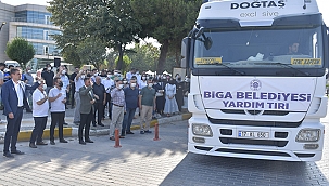 BİGA BELEDİYESİ YANGIN BÖLGESİNE YARDIM TIRI GÖNDERDİ