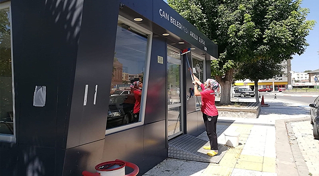 ÇAN BELEDİYESİ TEMİZLİK VE DEZENFEKTE ÇALIŞMASI GERÇEKLEŞTİRİYOR
