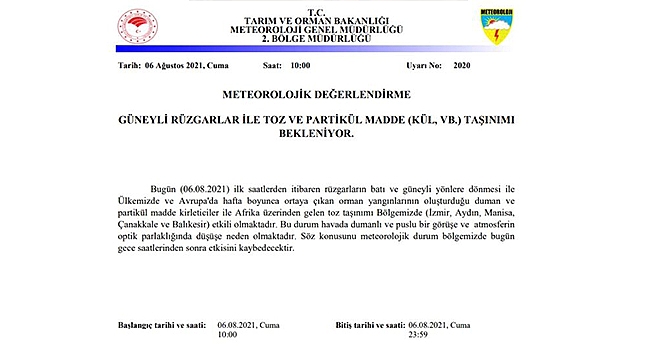 METEOROLOJİDEN KÜL UYARISI!