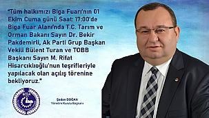 BİGA FUARI 1 EKİM'DE AÇILIYOR