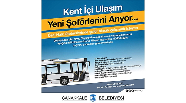 KENT İÇİ ULAŞIM YENİ ŞOFÖRLERİNİ ARIYOR