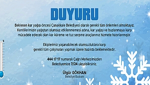 ÇANAKKALE BELEDİYESİNDEN KAR TEDBİRLERİ!