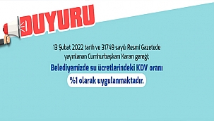 BELEDİYELER SUYA KDV İNDİRİMİNİ UYGULANDI