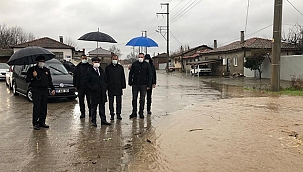 VALİ AKTAŞ, SU YÜKSELMESİNDEN ETKİLENEN BİGA'DA İNCELEMELERDE BULUNDU