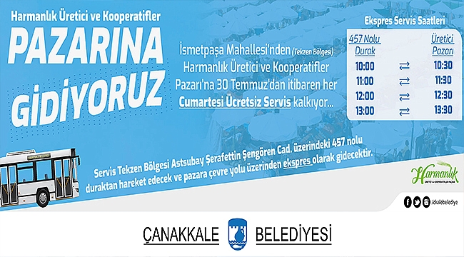 HARMANLIK ÜRETİCİ VE KOOPERATİFLER PAZARI'NA ÜCRETSİZ SERVİS