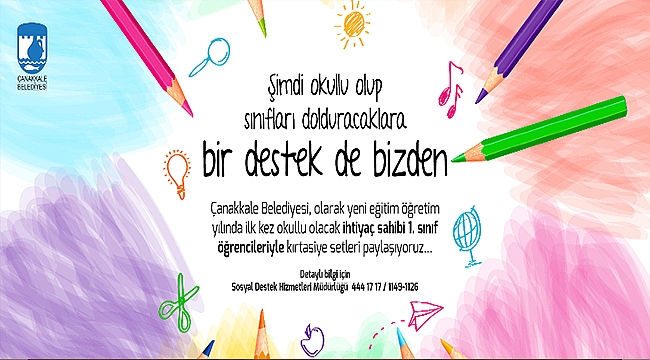 BİR DESTEK DE ÇANAKKALE BELEDİYESİ'NDEN