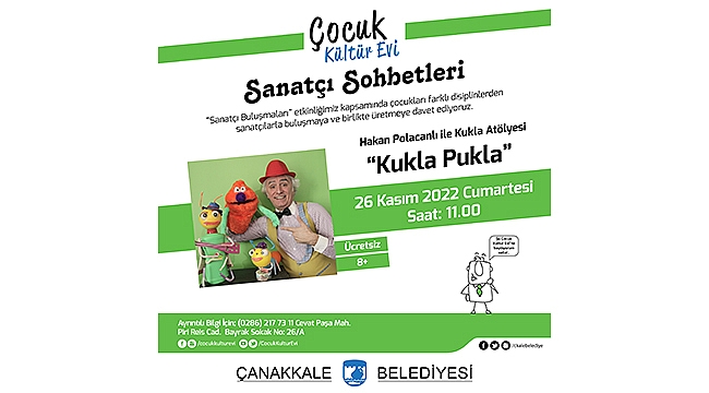 ÇOCUK KÜLTÜR EVİ "SANATÇI BULUŞMALARI" ETKİNLİĞİ BAŞLIYOR