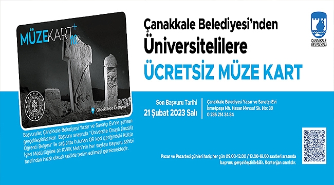 ÇANAKKALE BELEDİYESİNDEN ÜNİVERSİTELİLERE ÜCRETSİZ MÜZE KART