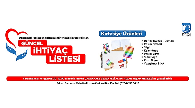 GÜNCEL İHTİYAÇ LİSTESİ