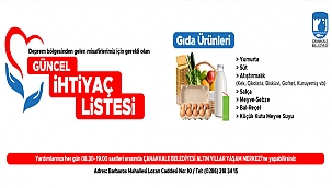 GÜNCEL İHTİYAÇ LİSTESİ