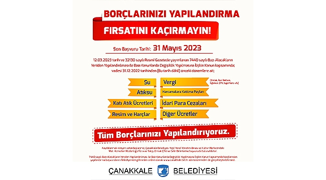 BORÇLARINIZI YAPILANDIRMA FIRSATINI KAÇIRMAYIN!
