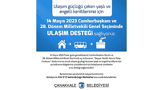 ÇANAKKALE BELEDİYESİ'NDEN ÖNEMLİ DUYURU!