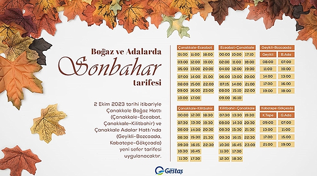 GESTAŞ'TAN SONBAHAR TARİFESİ