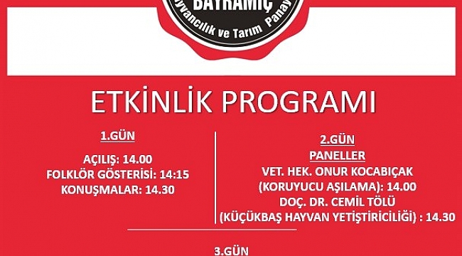 TARIM VE HAYVANCILIK PANAYIRI BAYRAMİÇ'TE