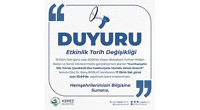 KEPEZ BELEDİYESİ'NDEN ERTELEME DUYURUSU