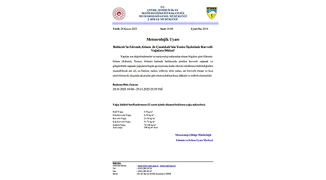 YENİCE İÇİN FIRTINA UYARISI!