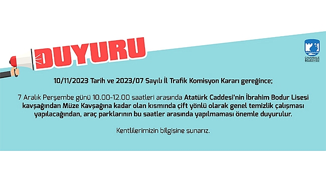 BELEDİYEDEN ÖNEMLİ DUYURU!