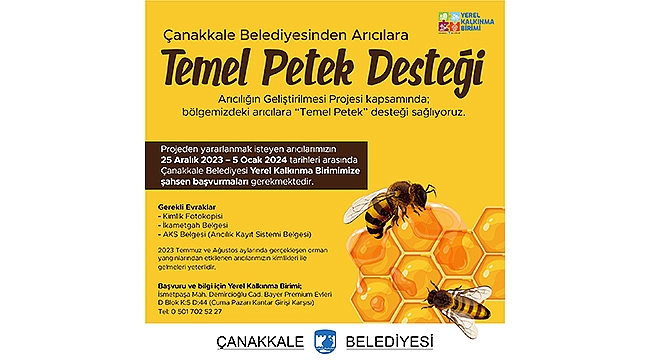 ÇANAKKALE BELEDİYESİNDEN ARICILARA TEMEL PETEK DESTEĞİ