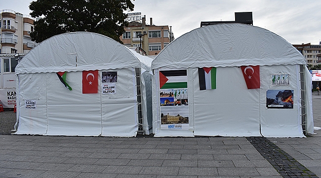 FİLİSTİN'E DESTEK İÇİN ÇADIR KURULDU