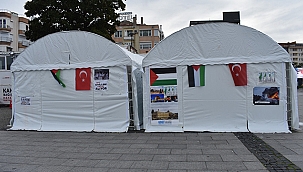 FİLİSTİN'E DESTEK İÇİN ÇADIR KURULDU